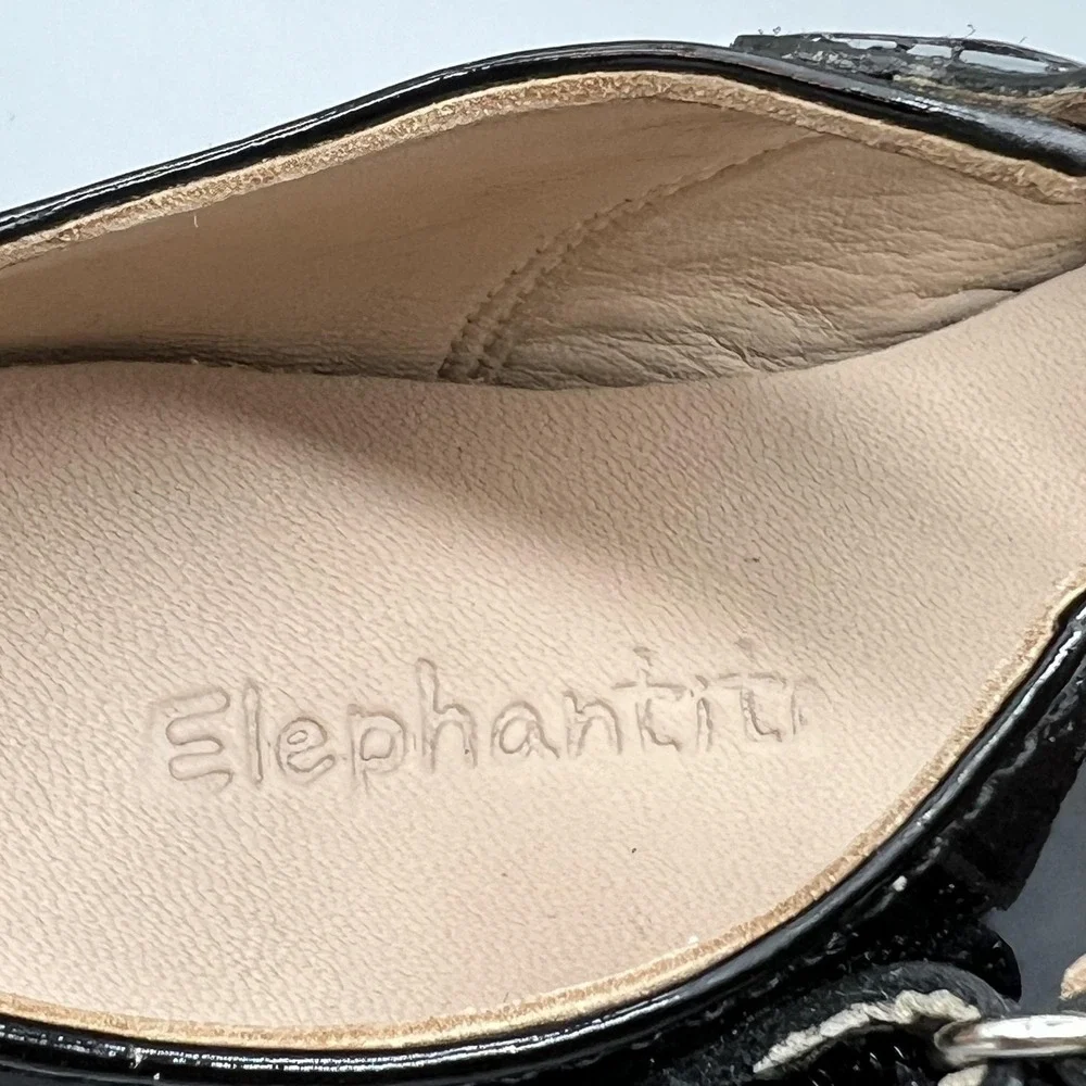 Elephantito Shoes Girls 9 Black Patent Leather Mary Jane Bow Flats Dress School